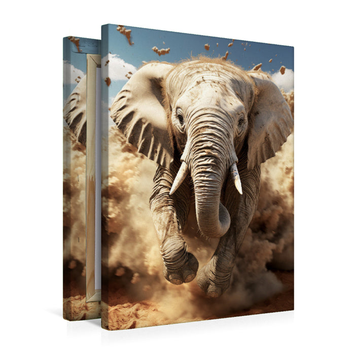 Premium Textil-Leinwand Elefant