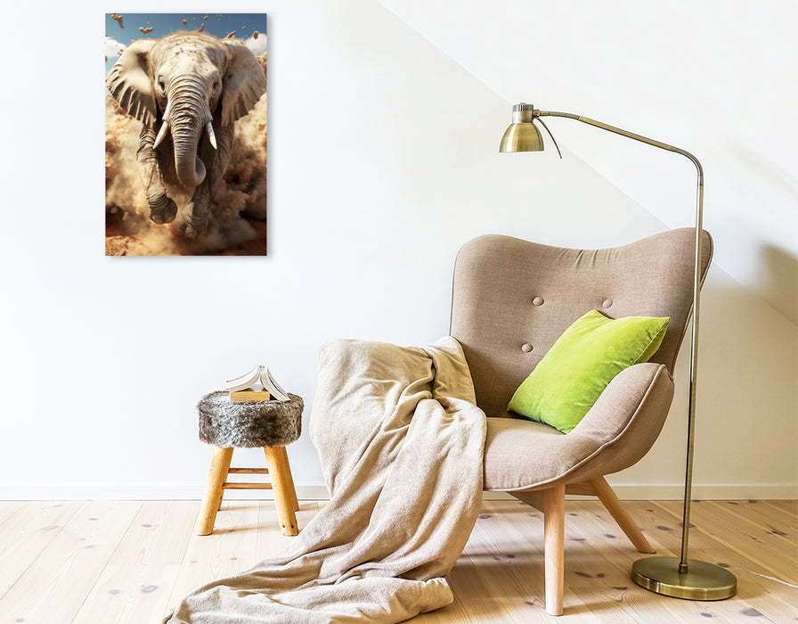 Premium Textil-Leinwand Elefant