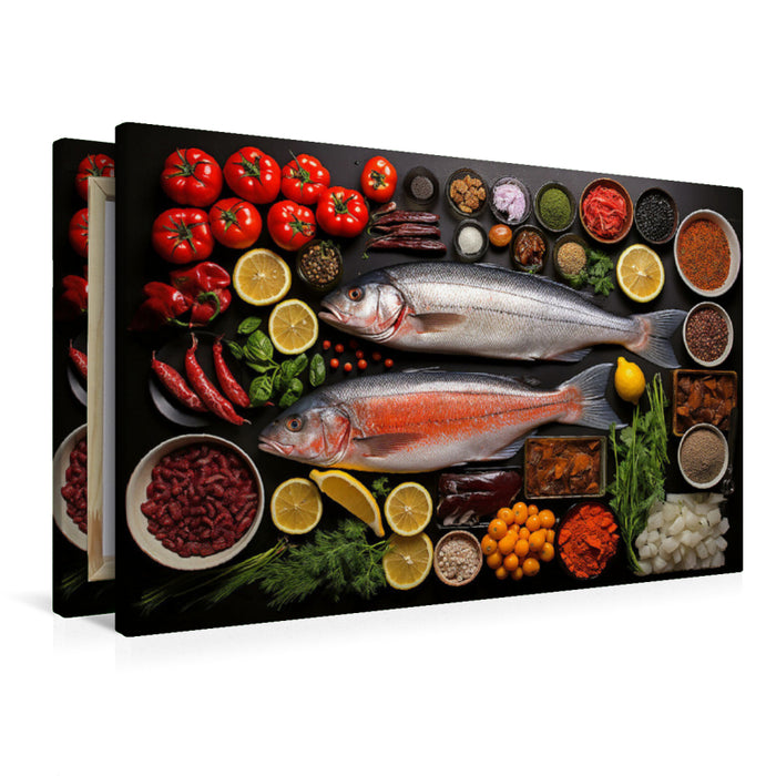 Premium Textil-Leinwand Fischplatte zur gesunden Ernährung
