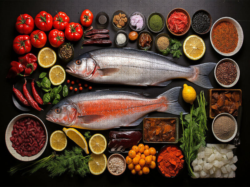 Fischplatte zur gesunden Ernährung - CALVENDO Foto-Puzzle'
