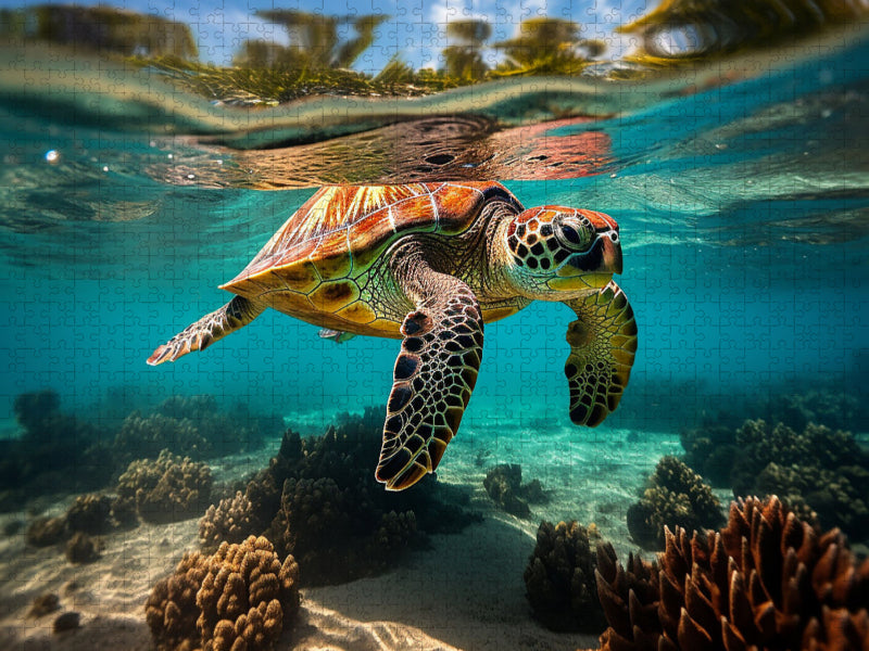 Meeresschildkröte unter Wasser - CALVENDO Foto-Puzzle'