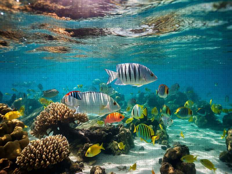 Fischschwarm in den Tropen mit Korallen - CALVENDO Foto-Puzzle'