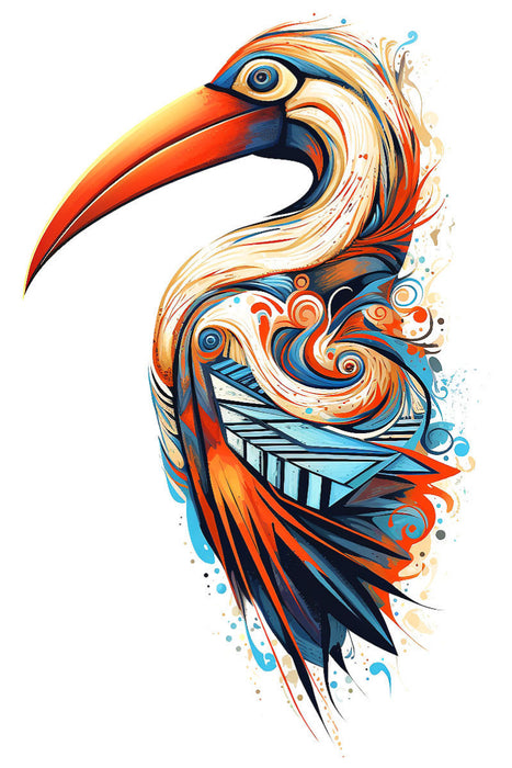 Premium Textil-Leinwand Ibis im Tattoo Design