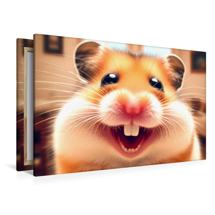 Premium Textil-Leinwand Grinsender Hamster