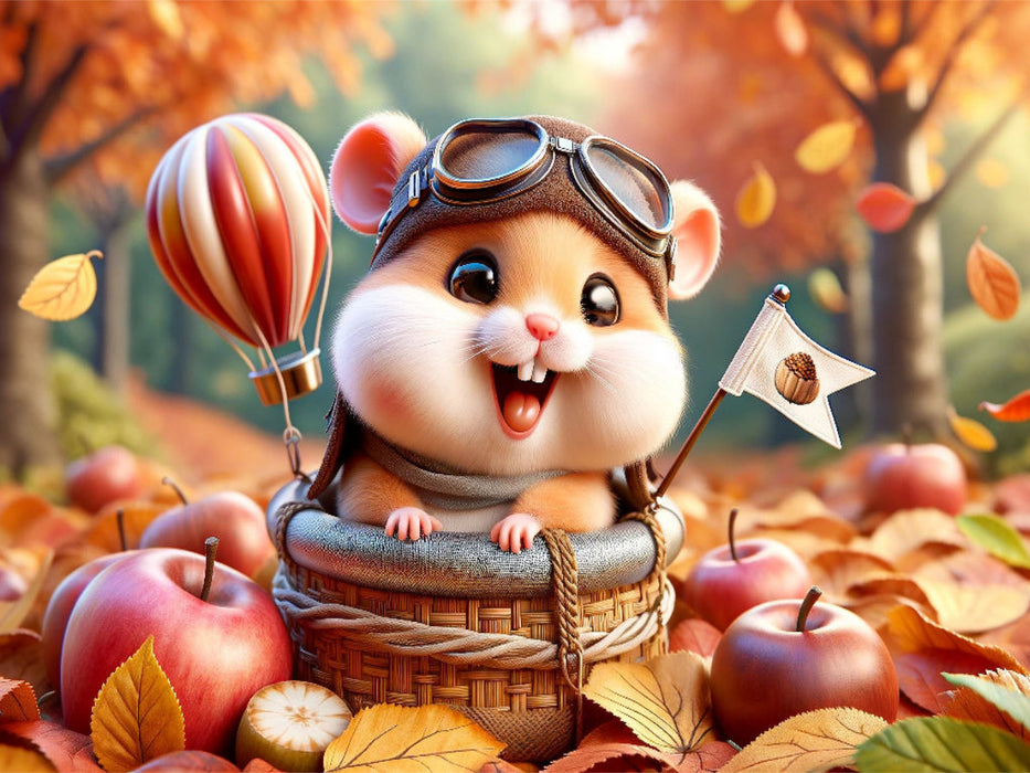 Herbstlicher Hochflug: Ein Hamster und sein luftiges Abenteuer - CALVENDO Foto-Puzzle'