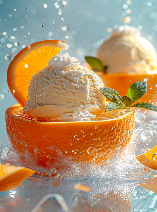 Maracuja-Eis in einer Orangenschale und Minzeblättchen - CALVENDO Foto-Puzzle'