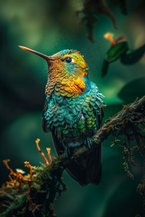 Premium Textil-Leinwand Kolibri