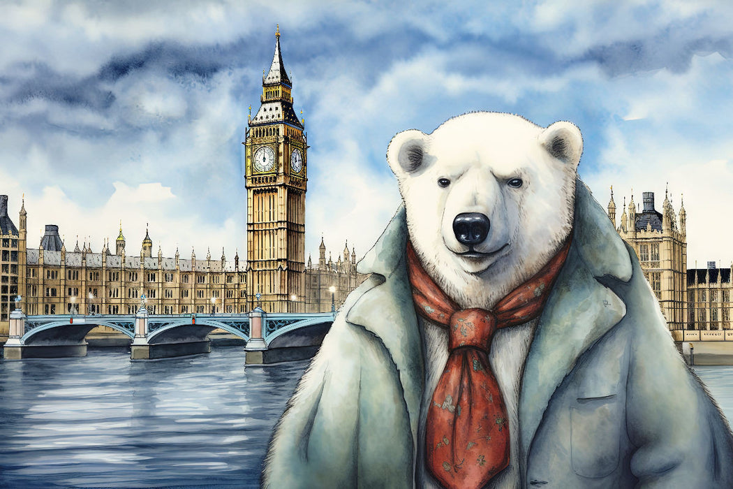 Premium Textil-Leinwand Eisbär Eiks Zwischenstop in London in England