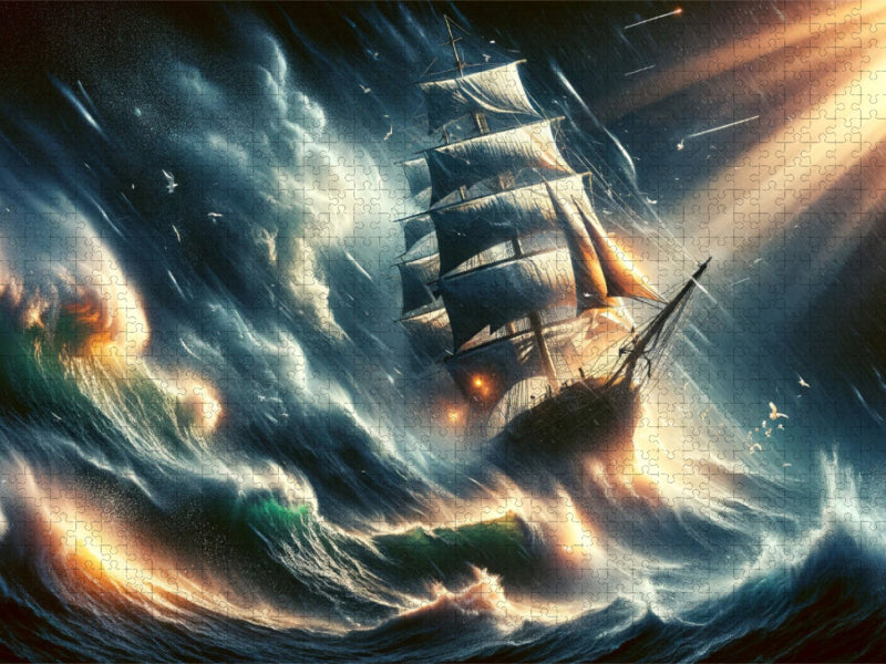 Im Angesicht des Sturms: Ein Segelschiff trotzt den Gewalten - CALVENDO Foto-Puzzle'