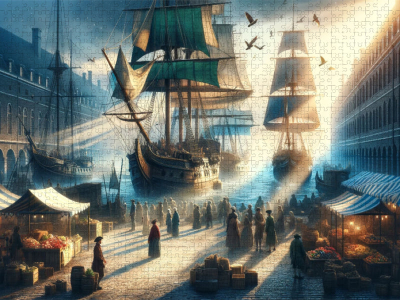 Geschichten eines alten Hafens: Segelschiffe und Markttreiben - CALVENDO Foto-Puzzle'