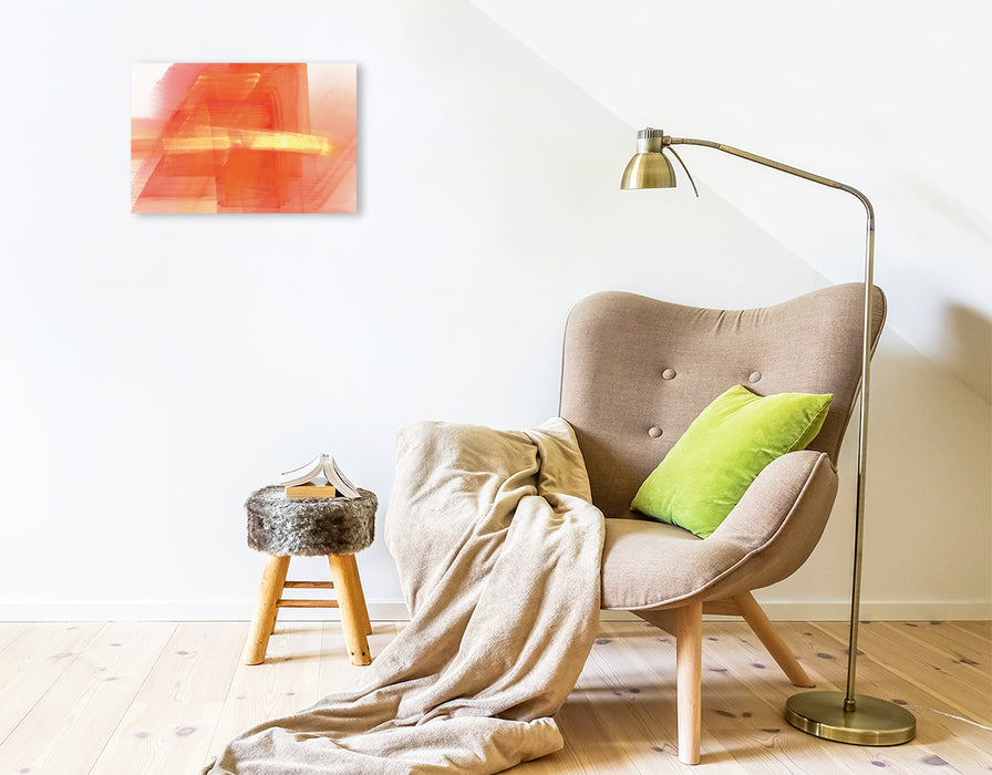 Premium Textil-Leinwand Premium Textil-Leinwand 45 cm x 30 cm quer Fraktale Kunst in gelb und orange