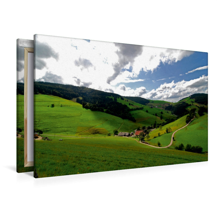 Premium Textil-Leinwand Premium Textil-Leinwand 120 cm x 80 cm quer Frühling, ein Schwarzwaldtal erwacht