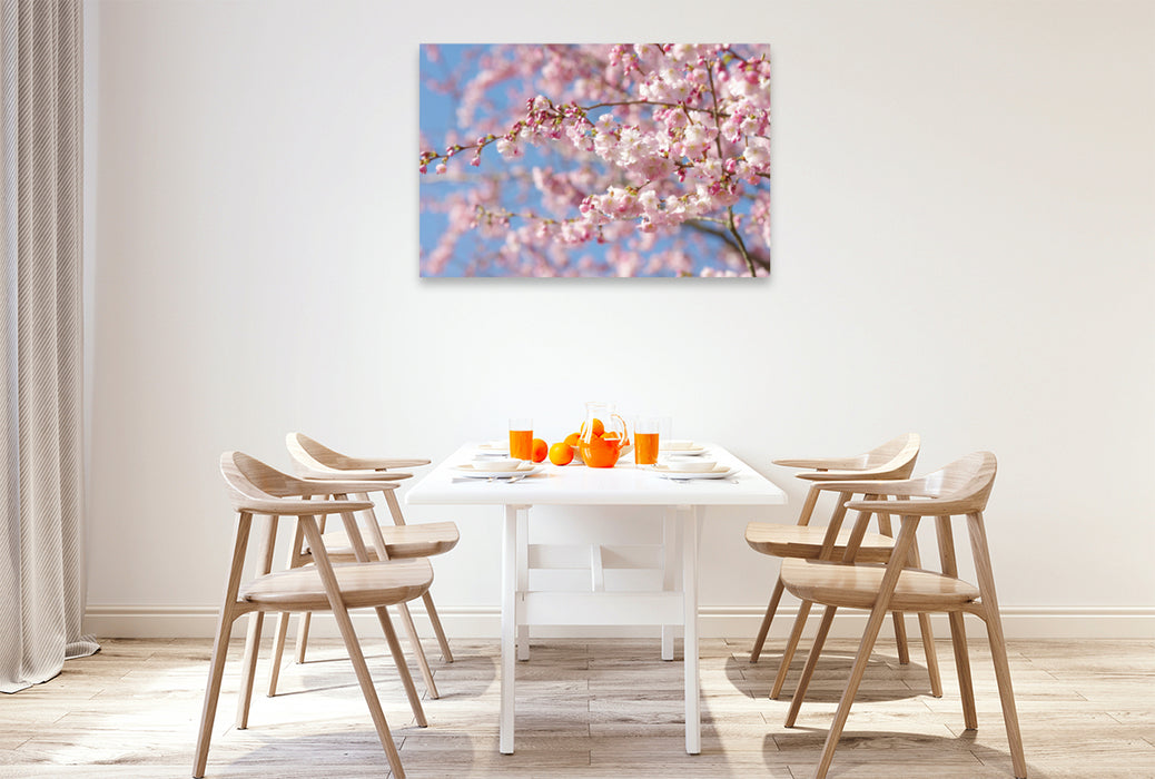 Premium textile canvas Premium textile canvas 120 cm x 80 cm landscape almond blossom tree 