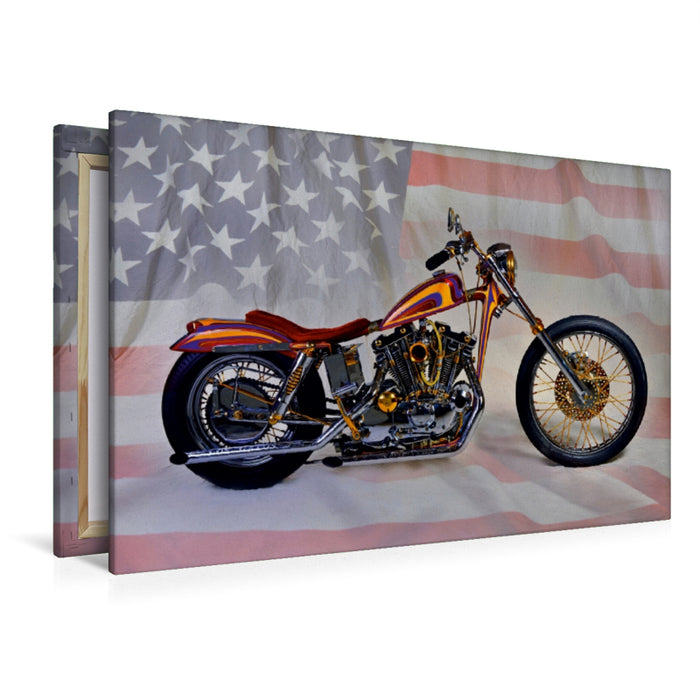 Premium Textil-Leinwand Premium Textil-Leinwand 120 cm x 80 cm quer Ein Motiv aus dem Kalender Harley Classic Chopper