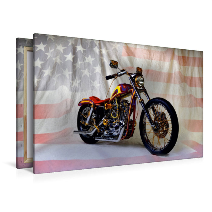 Premium Textil-Leinwand Premium Textil-Leinwand 120 cm x 80 cm quer Ein Motiv aus dem Kalender Harley Classic Chopper