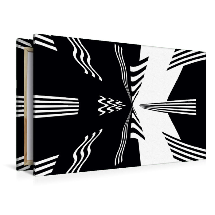 Premium Textil-Leinwand Premium Textil-Leinwand 120 cm x 80 cm quer Chaos in schwarz und weiß