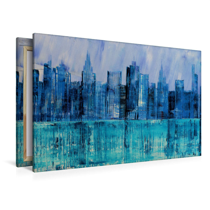 Toile textile premium Toile textile premium 120 cm x 80 cm paysage New York à l'heure bleue 