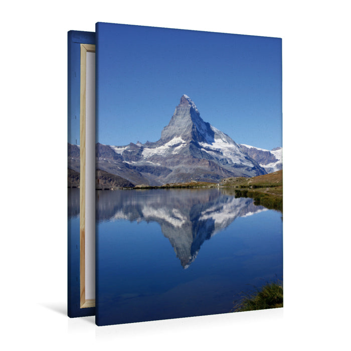 Premium Textil-Leinwand Premium Textil-Leinwand 80 cm x 120 cm  hoch Spieglein , Spieglein.....das doppelte Matterhorn