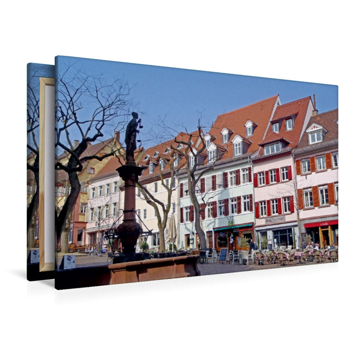 Premium Textil-Leinwand Premium Textil-Leinwand 120 cm x 80 cm quer Am Marktplatz in Weinheim an der Bergstraße