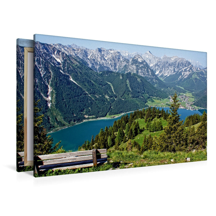 Premium Textil-Leinwand Premium Textil-Leinwand 120 cm x 80 cm quer Blick über den Achensee