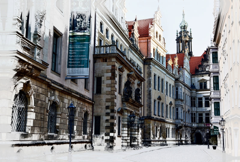 Premium Textil-Leinwand Premium Textil-Leinwand 120 cm x 80 cm quer Blick in die Schloßstraße in Dresden