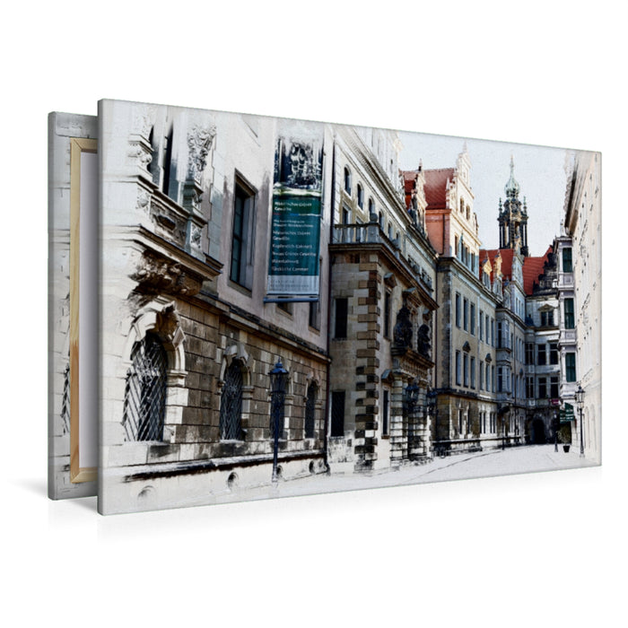 Premium Textil-Leinwand Premium Textil-Leinwand 120 cm x 80 cm quer Blick in die Schloßstraße in Dresden