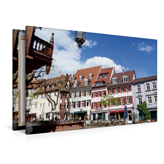 Premium Textil-Leinwand Premium Textil-Leinwand 120 cm x 80 cm quer Der Marktplatz aus dem Kalender Lieblingsplätze in Weinheim an der Bergstraße