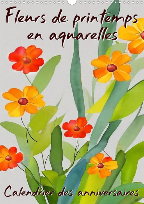 Fleurs de printemps en aquarelles (CALVENDO Calendrier mensuel 2024)