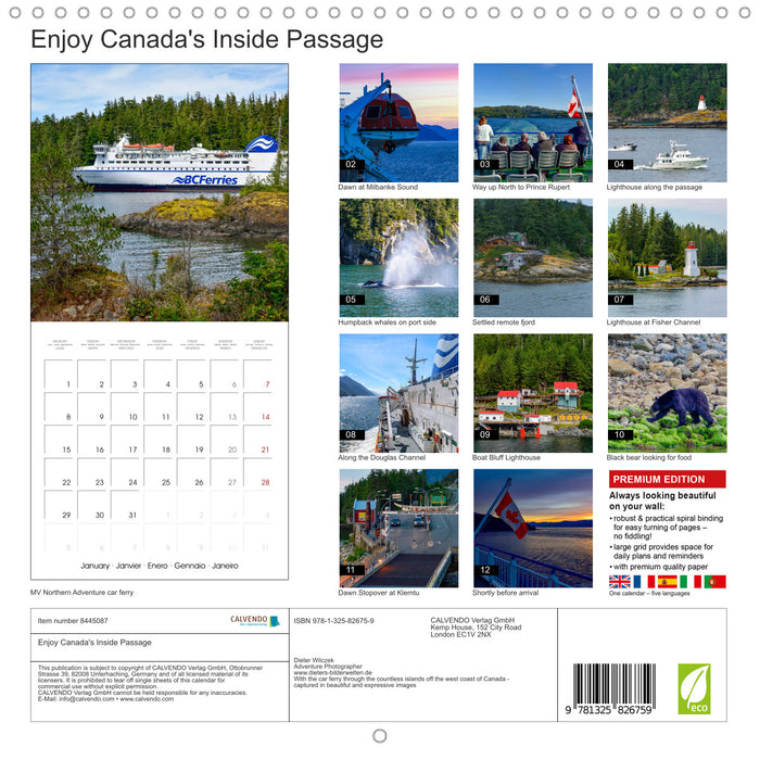 Enjoy Canada's Inside Passage (CALVENDO Monthly Calendar 2024)