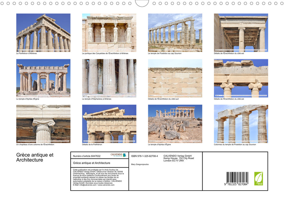 Grèce antique et Architecture (CALVENDO Calendrier mensuel 2024)