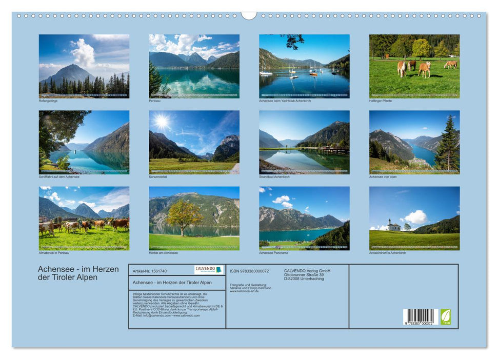 Achensee - im Herzen der Tiroler Alpen (CALVENDO Wandkalender 2024)