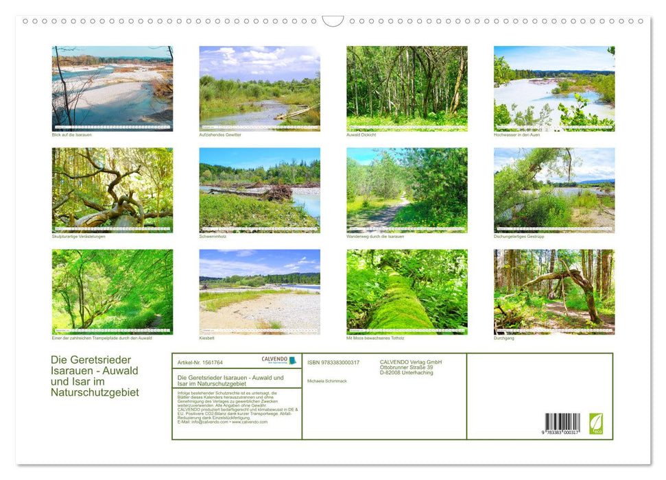 Die Geretsrieder Isarauen - Auwald und Isar im Naturschutzgebiet (CALVENDO Wandkalender 2024)