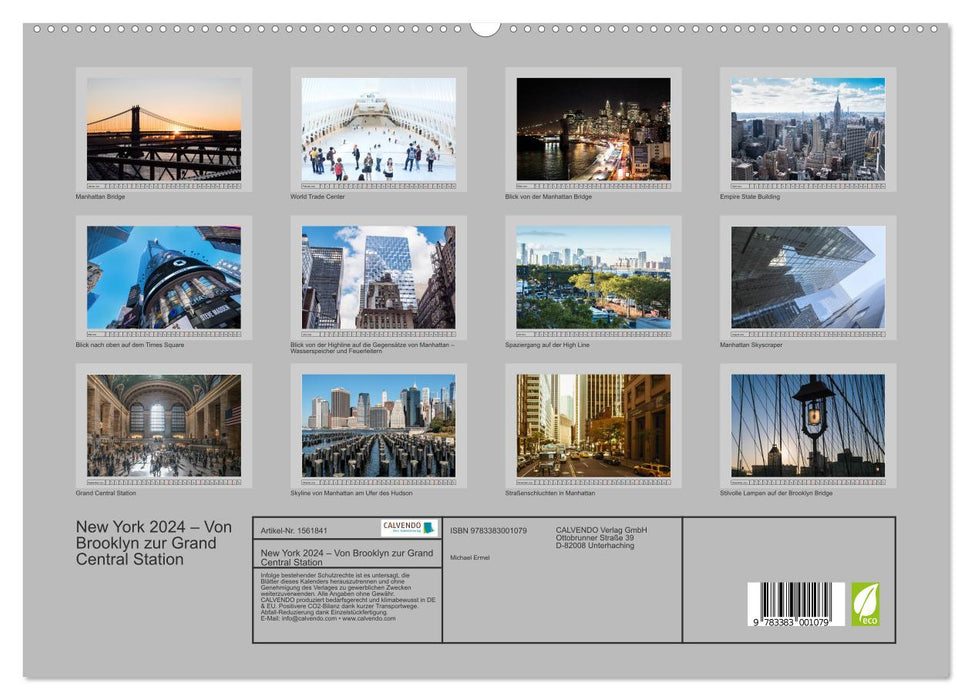 New York – From Brooklyn to Grand Central Station (CALVENDO Premium Wall Calendar 2024) 