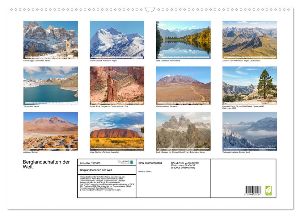 Mountain landscapes of the world (CALVENDO wall calendar 2024) 