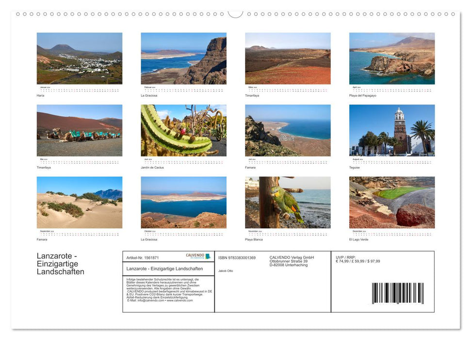 Lanzarote - Unique landscapes (CALVENDO Premium Wall Calendar 2024) 