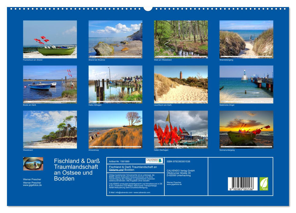 Fischland &amp; Darß dream landscape on the Baltic Sea and Bodden (CALVENDO Premium Wall Calendar 2024) 