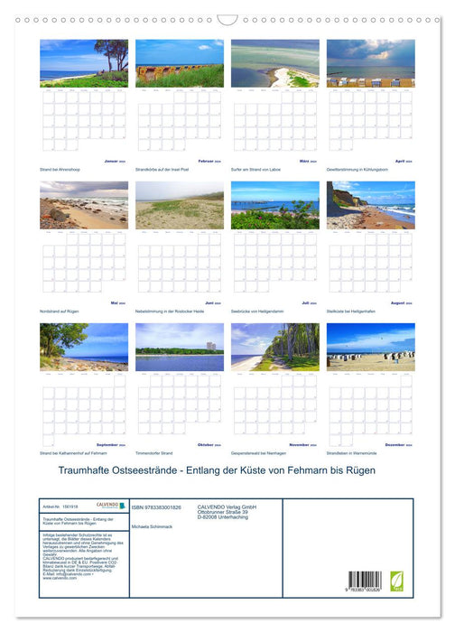 Traumhafte Ostseestrände - Entlang der Küste von Fehmarn bis Rüge (CALVENDO Wandkalender 2024)