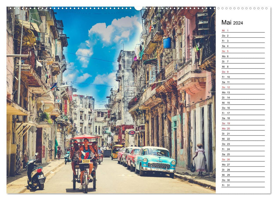 Cuba - vintage cars &amp; street life (CALVENDO wall calendar 2024) 