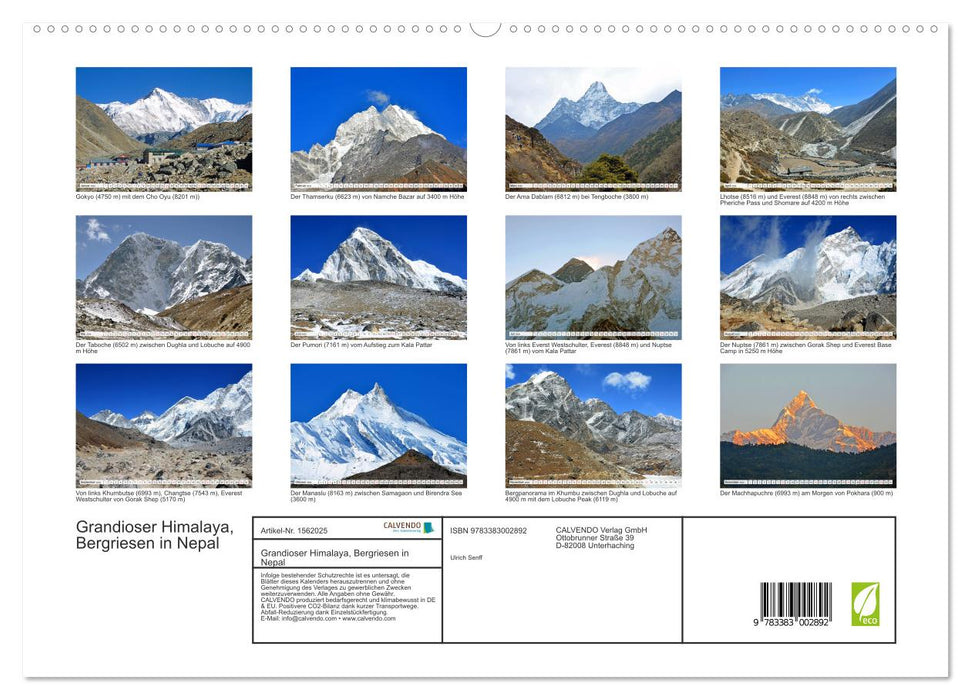 Grandioser Himalaya, Bergriesen in Nepal (CALVENDO Premium Wandkalender 2024)
