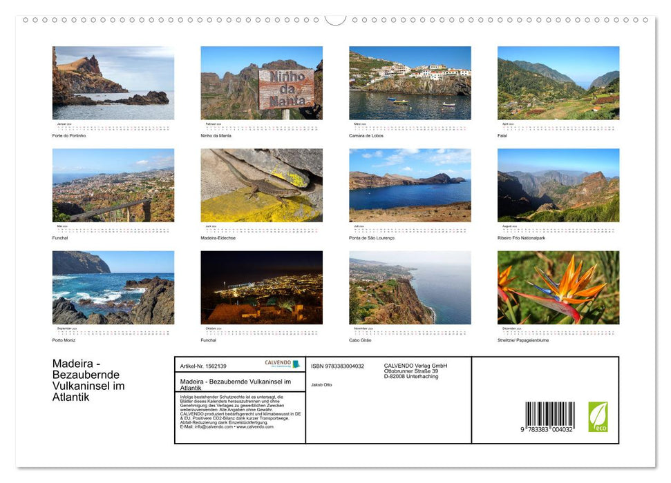 Madeira - Enchanting volcanic island in the Atlantic (CALVENDO Premium Wall Calendar 2024) 