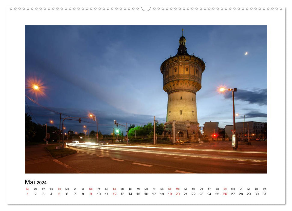 Halle bei Nacht (CALVENDO Premium Wandkalender 2024)