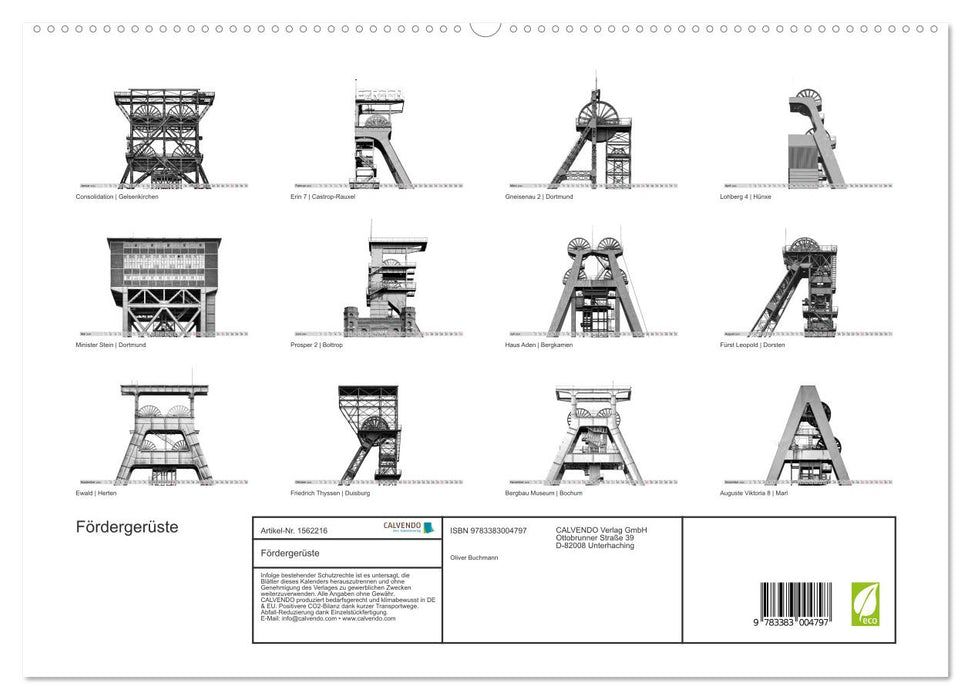 Headframes - Landmarks of an Epoch (CALVENDO Premium Wall Calendar 2024) 