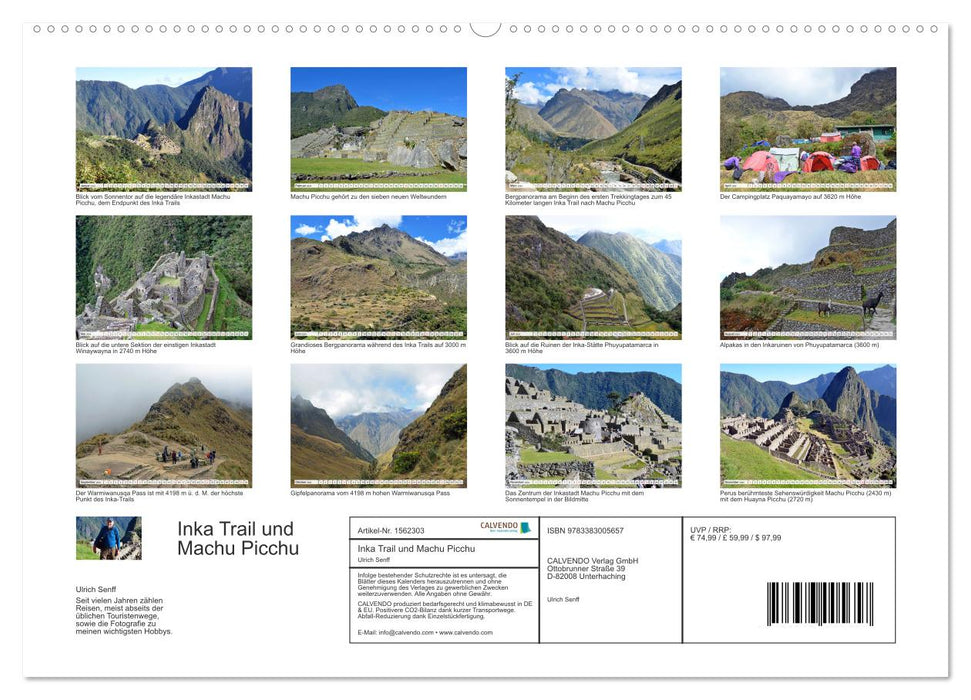 Inca Trail and Machu Picchu, trekking to the famous Inca city (CALVENDO Premium Wall Calendar 2024) 