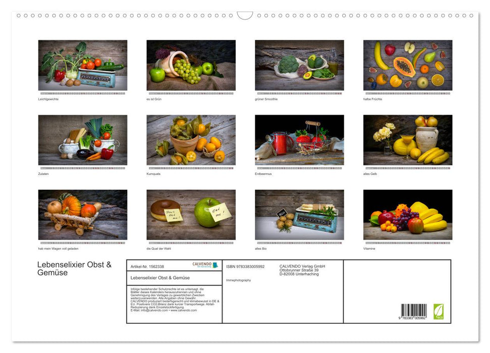 Lebenselixier Obst und Gemüse (CALVENDO Wandkalender 2024)