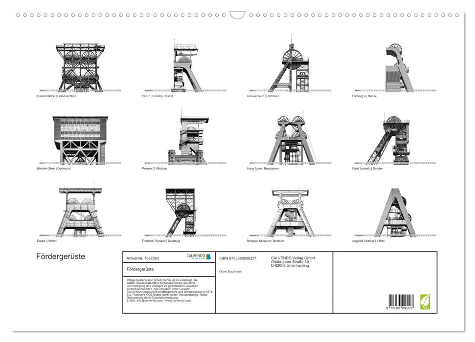 Fördergerüste - Landmarken einer Epoche (CALVENDO Wandkalender 2024)