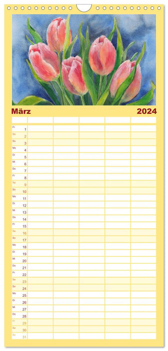 Blumenaquarelle aus der Nähe (CALVENDO Familienplaner 2024)