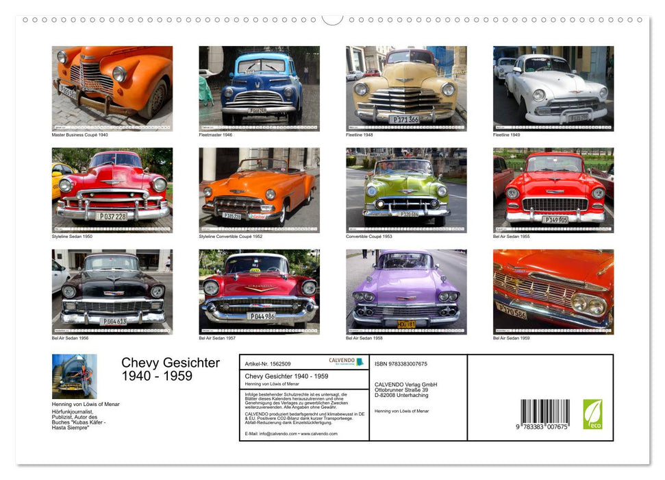Chevy Gesichter - Das Antlitz einer Auto-Legende 1940 - 1959 (CALVENDO Premium Wandkalender 2024)