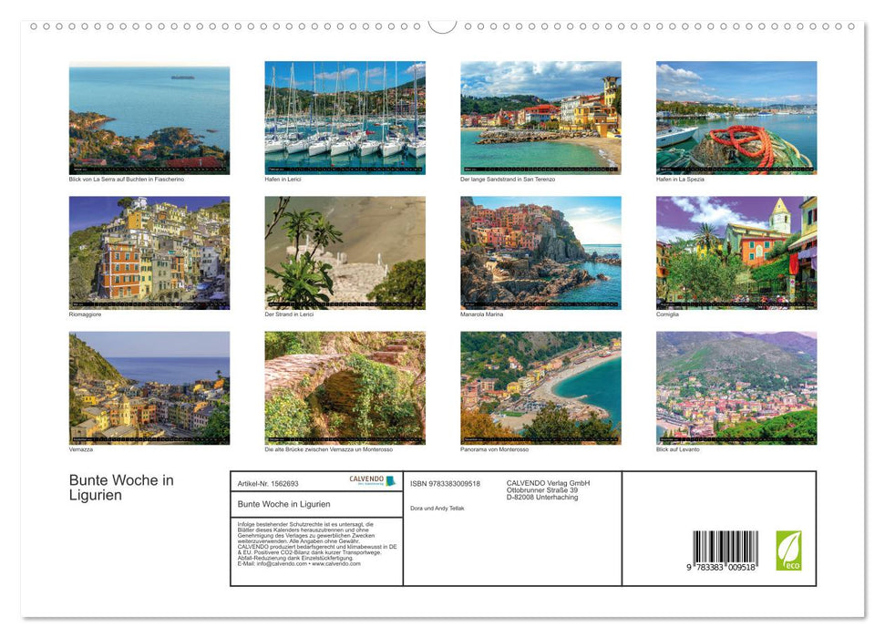 Semaine colorée en Ligurie (Calendrier mural CALVENDO Premium 2024) 