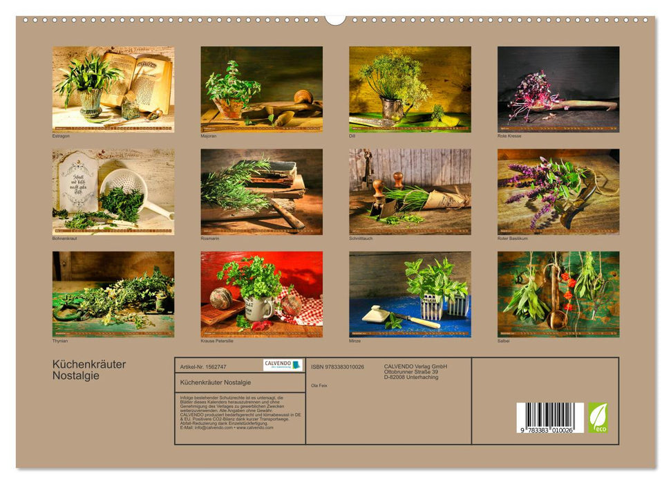 Kitchen herbs nostalgia (CALVENDO Premium wall calendar 2024) 