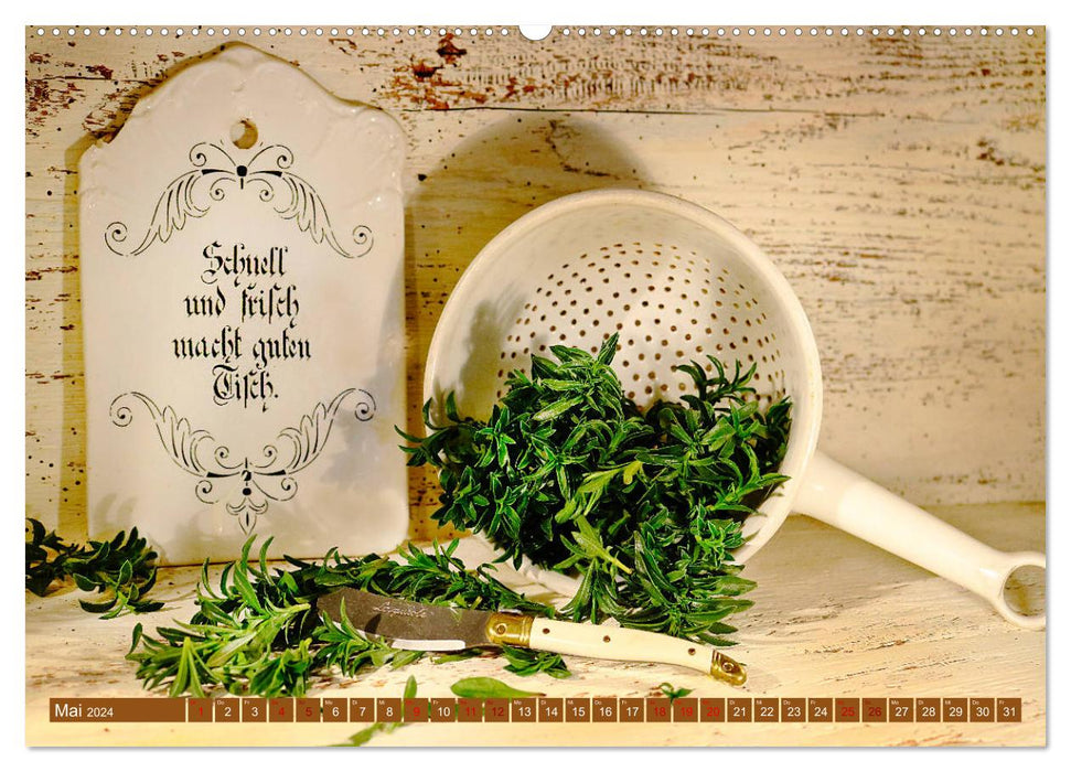 Kitchen herbs nostalgia (CALVENDO Premium wall calendar 2024) 